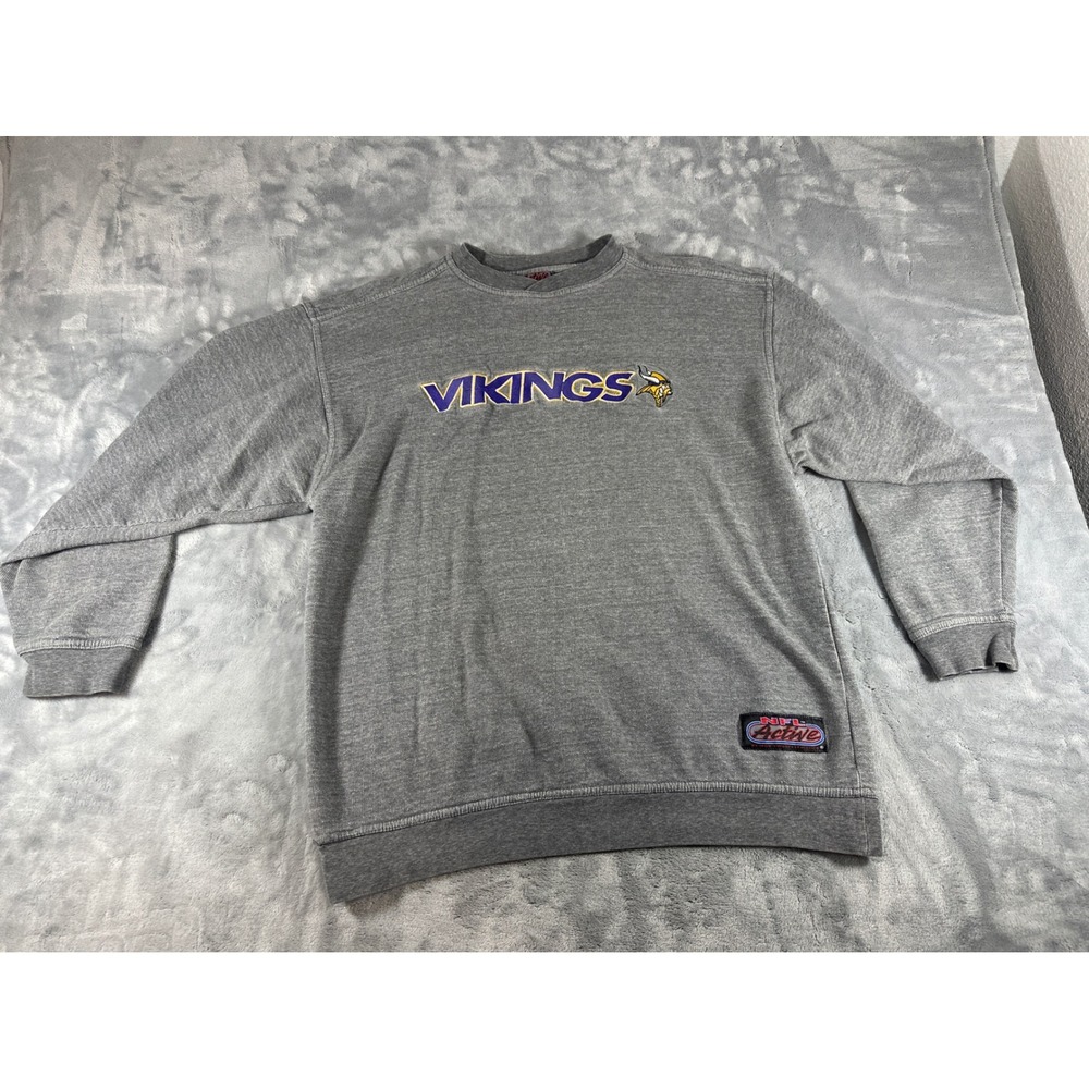 Vintage 1997 NFL Active Minnesota Vikings Sweatshirt Mens Medium Gray Crewneck